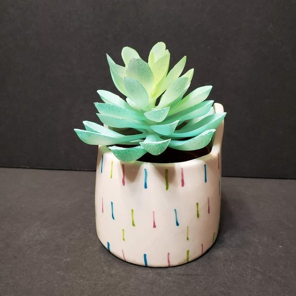 Llama Face Succulent Planter with Faux Succulent, Ceramic Animal Plant Pot - Picture 3 of 7